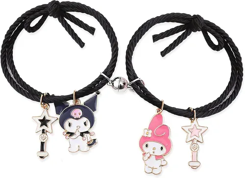 Ku Cartoon My Bracelet - 2 pulseras magnéticas para parejas atracción mutua relación de amistad a juego para mujeres y hombres