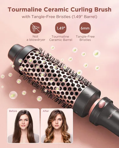 Miniatura 6 de Wavytalk wavytalk - Secador de pelo profesional con difusor, secador de pelo iónico de 1875 W para mujeres, juego de rizadores 5 en 1 con cepillo