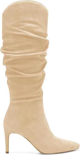 Miniatura 2 de Coutgo Botas altas hasta la rodilla para mujer de gamuza sintética con puntera de almendra tacón alto con cremallera lateral