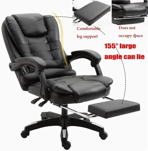 Miniatura 4 de Executive Leather Office Chair Big and Tall Reclining Swivel Desk Chair Adjustable Height with Footrest and Armrest(/Beige)