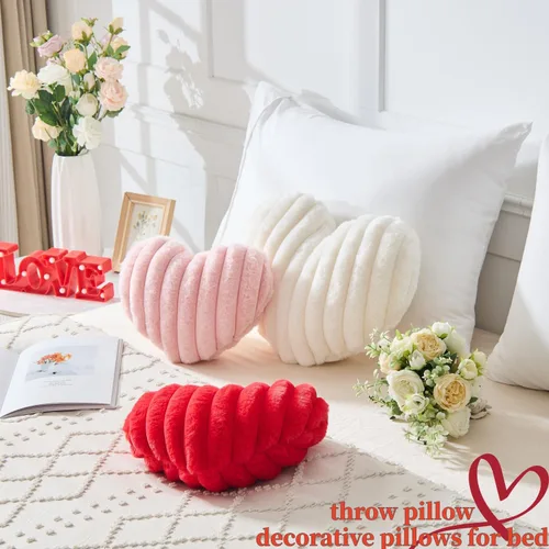 Miniatura 3 de 2 almohadas de corazón rojo y blanco, almohadas decorativas, almohadas en forma de corazón para cama, sofá, silla, dormitorio, habitación. Bonita
