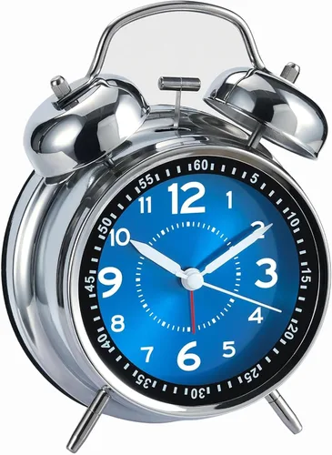 AKCISOT - Reloj despertador de alarma fuerte para personas con sueño profundo, 11,43 cm de reloj analógico de campana doble de metal, funciona con