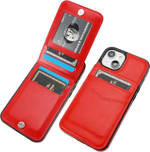 Miniatura 18 de KIHUWEY Compatible con iPhone 14 Funda Cartera con Soporte para Tarjeta de Crédito, Tapa de Cuero Premium con Cierre Magnético Soporte Funda