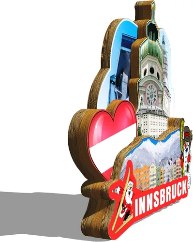 Miniatura 2 de Austria Innsbruck imán de nevera de madera 3D monumentos de viaje coleccionables recuerdos decoración hecha a mano - 2