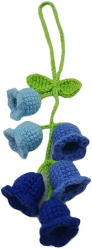 Miniatura 3 de Adorno colgante para espejo retrovisor de automóvil, cesta de flores de ganchillo, accesorios de automóvil, adorno de automóvil tejido hecho a mano