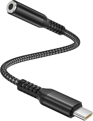 Elebase Adaptador auxiliar para auriculares Samsung Galaxy S26 S25 de 0.6 pies, convertidor de audio USB C a 0.138 in, tipo C a conector de 1/8
