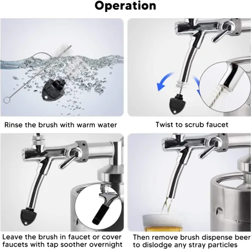 Miniatura 3 de TOPINCN Grifo de cepillos largos para cerveza, barriles de cerveza Kegging para elaborar cerveza Tapón Tapón de cepillo de cepillo de higiene Kit