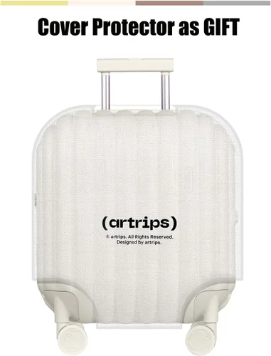 Miniatura 2 de artrips Maleta ligera Hardside con ruedas giratorias y juego de equipaje con bloqueo TSA, Blanco, Diseño de pan