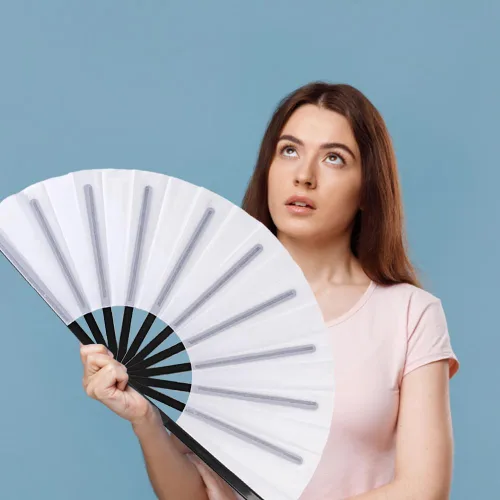 Miniatura 3 de Paquete de 8 ventiladores de mano plegables grandes para baile de línea, ventilador de estallido con funda de soporte, ventilador de mano grande