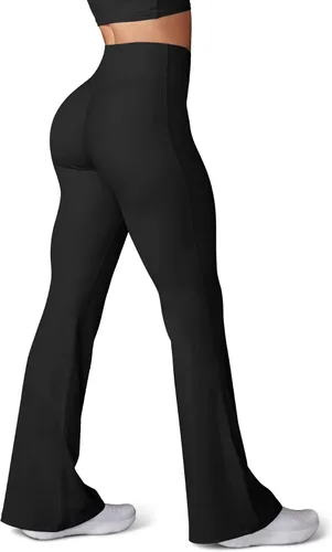 HEGALY Pantalones de yoga acampanados para mujer, leggings cruzados, suaves, de cintura alta, pantalones casuales de entrenamiento con corte de bota