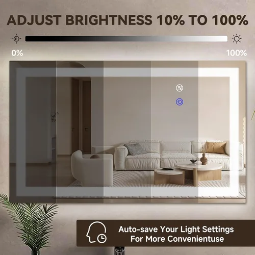 Miniatura 2 de Espejo de baño LED de 16 x 24 pulgadas, espejo retroiluminado con luces para montaje en pared, antivaho, 3 colores, regulable, función de memoria