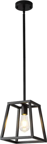 Miniatura 16 de Lámparas de Cocina para Comedor, Candelabros Rectangulares de Estilo Granja para Comedores, Lámpara Colgante Industrial de 5 Luces en Negro Mate
