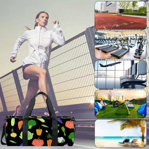 Miniatura 6 de AISSO Duffel Bag for Women Men Healthy Vegetables Sports Gym Tote Bag Weekend Overnight Travel Bag Outdoor Luggage Handbag