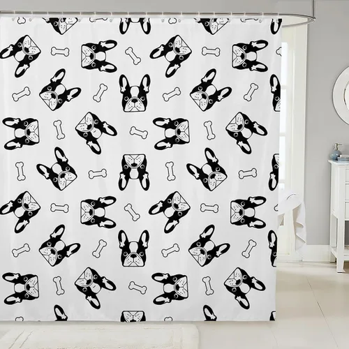 Miniatura 19 de Manfei Cortinas de ducha para niños con diseño de perros de dibujos animados, bonitas cortinas de baño para niñas y niños pequeños, cortinas
