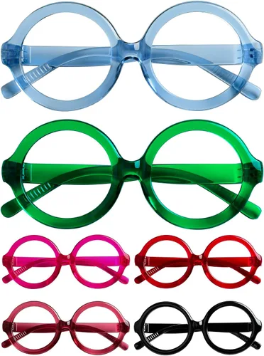 CessBlu Paquete de 6 enormes lentes de lectura de gran tamaño sin metal, sin tornillos, para mujeres, lectores redondos de cabeza grande +0.50