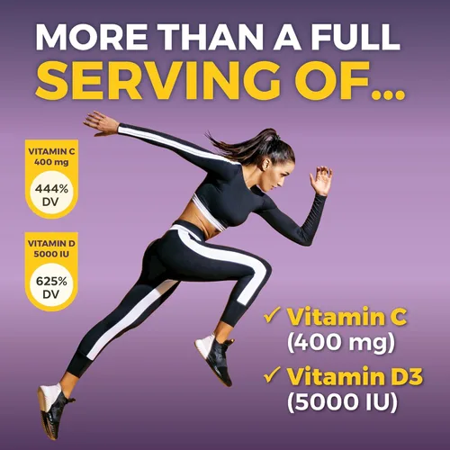 Miniatura 4 de Viva Naturals Saúco con vitamina C y zinc para adultos - 5 en 1 Cápsulas de saúco negro Sambucus con vitamina D3 5000 UI Suplemento de inmunidad