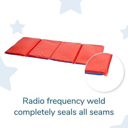 Miniatura 3 de Children's Factory Angels Tapete para Siesta de Niños Pequeños de 2" de Grosor, Rojo-Azul, Tapete para Dormir Impermeable de 4 Secciones