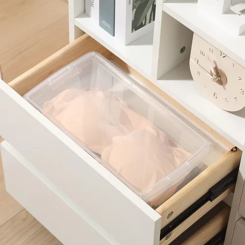 Miniatura 7 de Contenedores de almacenamiento transparentes apilables con tapas, cajas para zapatos, 12 paquetes de contenedores de plástico de almacenamiento de 6
