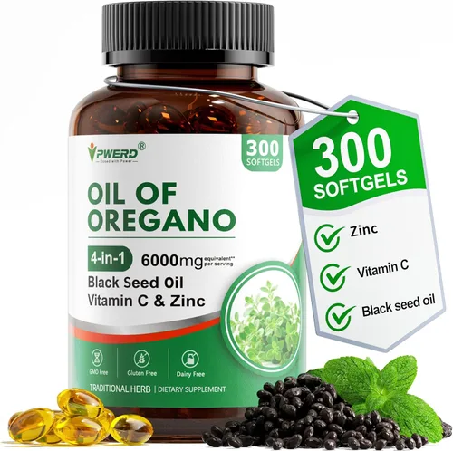 300 cápsulas blandas de aceite de orégano salvaje Orgánico Aceites de orégano en cápsulas blandas Orgánico con aceite de semilla negra