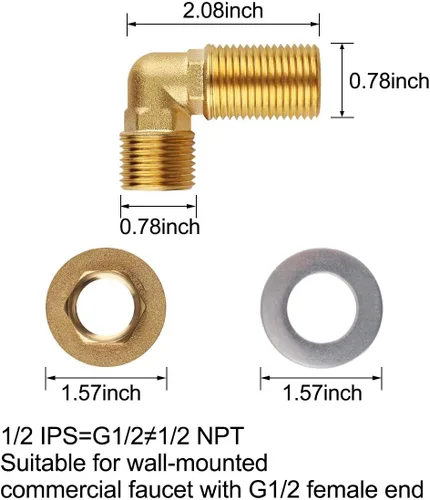 Miniatura 3 de Kit de instalación de grifo comercial, kit de instalación de montaje en pared para montaje en pared, grifo de fregadero de cocina comercial, juego