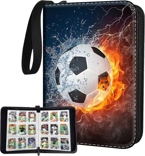 Carpeta de Tarjetas de Fútbol con 900 Bolsillos con 50 Fundas Removibles, Carpeta Portátil para Tarjetas Deportivas de Intercambio, Álbum
