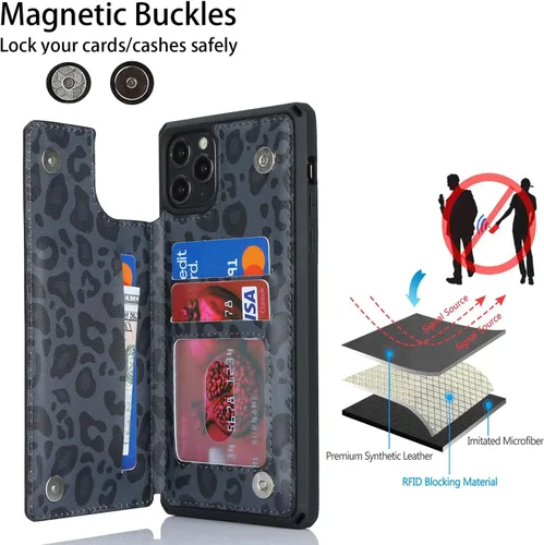 Miniatura 4 de Cavor Fundas tipo cartera con tarjetero para iPhone 11 Pro Max, funda para iPhone 11 Pro Max para mujeres y hombres, funda de teléfono con soporte