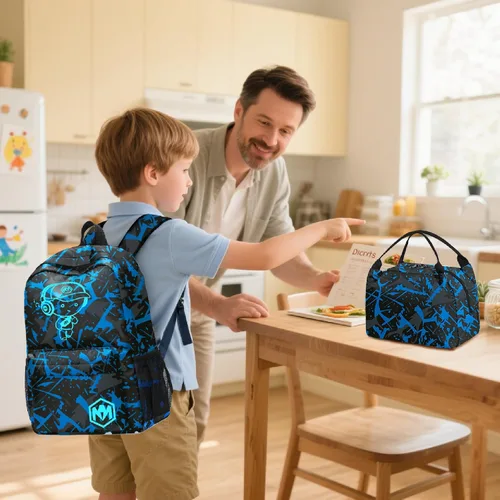 Miniatura 7 de Mochila escolar para estudiantes, mochila de viaje para adolescentes, Azul (Blue-3pcs)), 4347026043