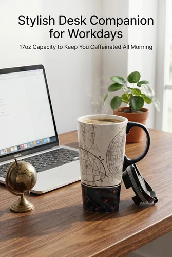Miniatura 3 de Taza de viaje de cerámica Topadorn con tapa sellada y caja de regalo, taza de café de 17 onzas para café con leche y chocolate caliente, apta