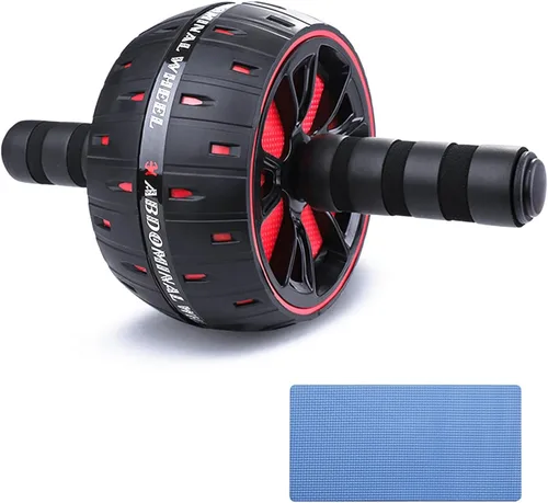 Miniatura 9 de Rodillo de rueda AB, rueda abdominal de ejercicio para gimnasio y hogar, equipo de entrenamiento de fuerza con rodillera, 12 pulgadas de ancho Negro