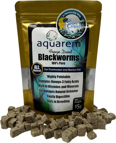 Miniatura 7 de Super Cichlids Gusanos negros de California liofilizados, totalmente naturales, perfectos para acuarios marinos y tropicales, alto contenido