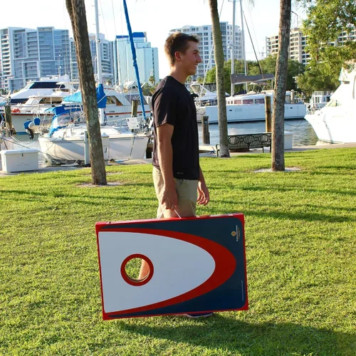 Miniatura 2 de Driveway Games Backyard Edition Juego de Cornhole portátil para lanzar tamaño reglamentario 2 tablas objetivo, 8 bolsas de frijoles y bolsa
