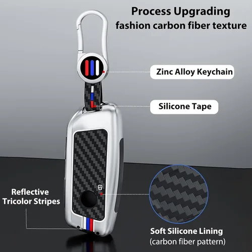 Miniatura 5 de OLLEN Funda para llavero de aleación de zinc pesada, apta para BMW 2023 ~ en adelante 5/7 Series 740i 760i X1 X2 X3 X3 X5 X6 X7 XM IX IX IX3 I5 I7