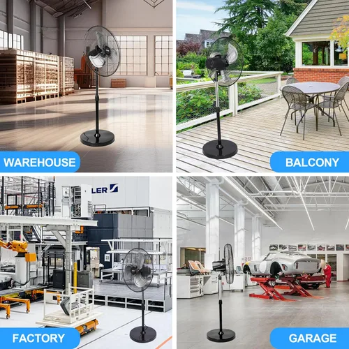 Miniatura 7 de Xcity Ventilador de pie de 18 pulgadas, ventilador de pedestal oscilante industrial de alta velocidad máximo de 3100 CFM con inclinación de 90°