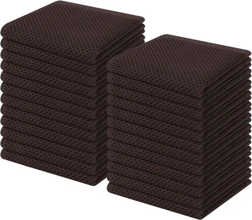 Miniatura 305 de Homaxy Paños de cocina de 100% algodón con tejido de gofre, ultra suaves, absorbentes, de secado rápido, 12 x 12 pulgadas, paquete de 6, amarillo