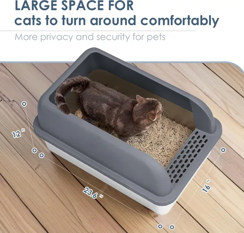 Miniatura 6 de Suzzipaws Caja de Arena Cerrada de Acero Inoxidable para Gatos con Tapa Caja de Arena Extra Grande para Gatos Grandes Bandeja de Arena de Metal XL