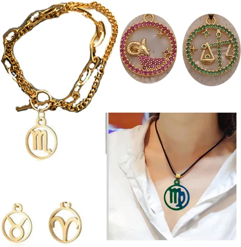 Miniatura 6 de 1 pieza de aretes de constelación del zodiaco, molde para aretes, collar, espejo, gota, pegamento, botella de silicona Tauro Virgo para bricolaje