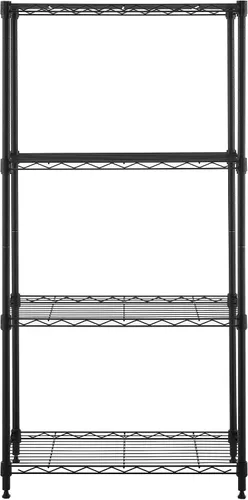 Miniatura 4 de Estantes ajustables resistentes de 4 niveles, estante de almacenamiento de metal con capacidad de estante de 250 libras, negro mate, 14 pulgadas