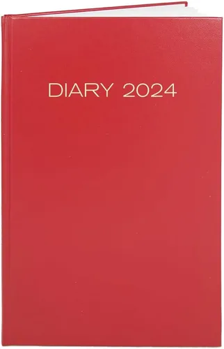 BookFactory Agenda de negocios 2024 (384 páginas, 6 x 9 pulgadas), cubierta de piel sintética roja, tapa dura cosida en sección (CAL-384-69CS-LR