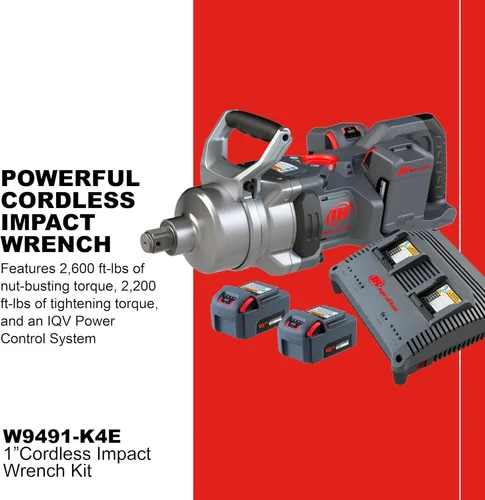 Miniatura 2 de Ingersoll Rand W9491-K4E Llave de impacto inalámbrica de 1 pulgada de 20 V, kit de 4 baterías, par de torsión de 2,600 pies-libras, retenedor