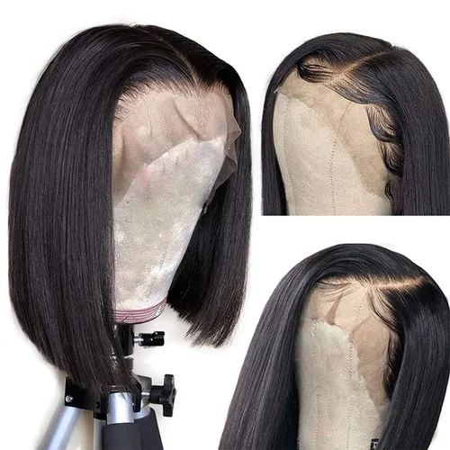 Miniatura 41 de Peluca de cabello humano estilo Bob, densidad del 220 %, pelucas de encaje frontal HD de 13 x 6 pulgadas, predepiladas, encaje transparente HD, sin