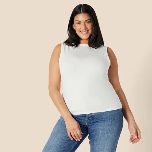 Miniatura 5 de Amazon Essentials Camiseta sin mangas de algodón ajustada para mujer Blanco