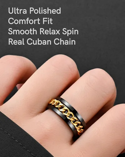 Miniatura 22 de King Ring 8mm Spinner Ring – Fidget Ring for Men & Women – Designed in USA