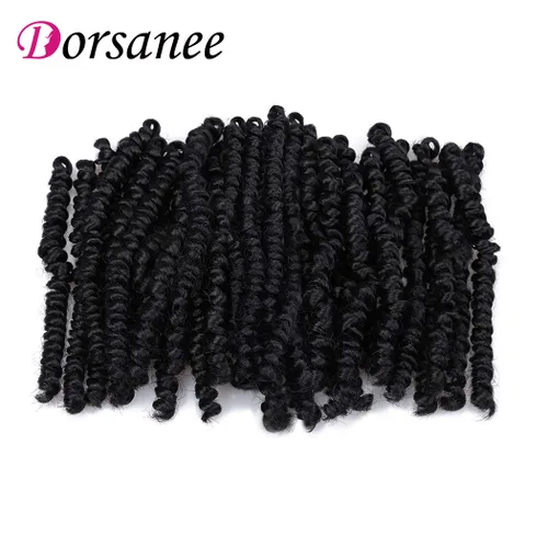 Miniatura 4 de Dorsanee Extensiones de cabello sintético corto estilo Bob Spring Twist de 6 pulgadas, 6 paquetes de extensiones de cabello sintético pretrenzado