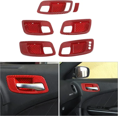 Miniatura 9 de CheroCar Funda para manija interior de la puerta del cargador para Dodge Charger 2011-2026, para Chrysler 300 300C 2015-2026, 6 piezas ABS negro
