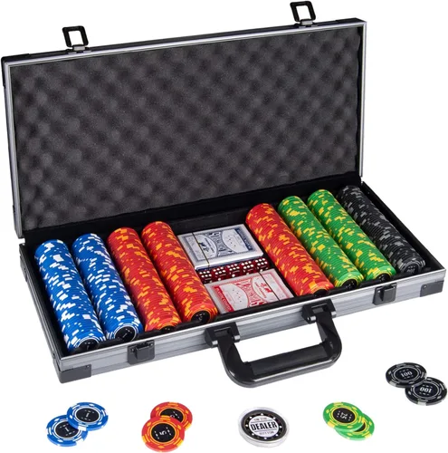Comie Clay Juego de fichas de póquer, 400 piezas de 14 gramos con estuche de viaje de lujo, fichas numeradas, póker para Texas Holdem, Blackjack,