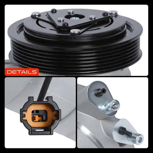 Miniatura 9 de A-Premium Compresor de aire acondicionado con embrague compatible con Nissan Altima 3.5L 2002-2006, Maxima 3.5L 2003-2008, Sedán, con compresor