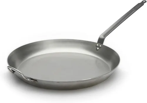 De Buyer 5110.50 'Carbon Plus' - Estufa redonda Lyonnaise Cup - Cola pluma remachada - Hoja de acero blanco - Diámetro 19.7 in