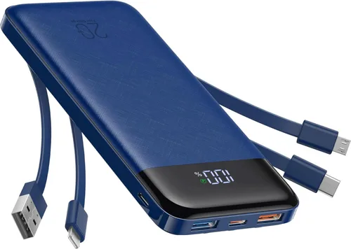 Miniatura 13 de Charmast - Cargador portátil de 20000 mAh con cables incorporados, banco de energía de 22.5W para viajes, cargador rápido, paquete de batería