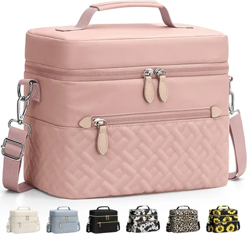 Capolo - Lonchera para mujeres, hombres y adultos, bolsa de almuerzo aislada a prueba de fugas con correa extraíble, lindas bolsas de almuerzo Rosa