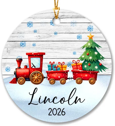 Adorno de tren de Navidad, adorno de tren personalizado para decoración de árbol de Navidad, adorno personalizado de tren de amor para niños con